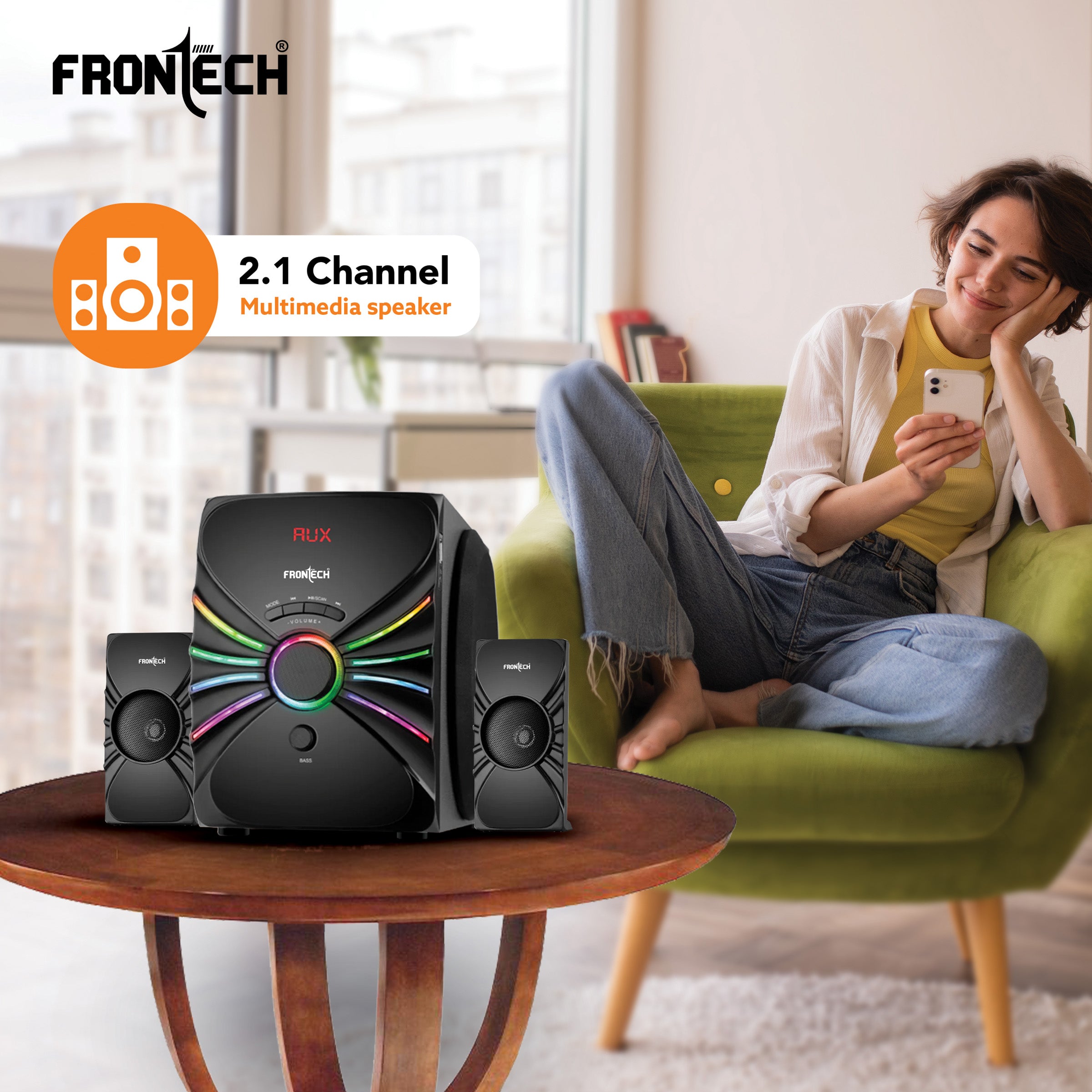 Frontech 2.1 Channel Bluetooth Speaker System (SW-0141) Frontech 2.1 Channel Bluetooth Speaker System (SW-0141)